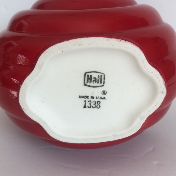 Vintage Hall Red Art Deco Streamline Disc Pitcher 1338 - Picture 7 of 9